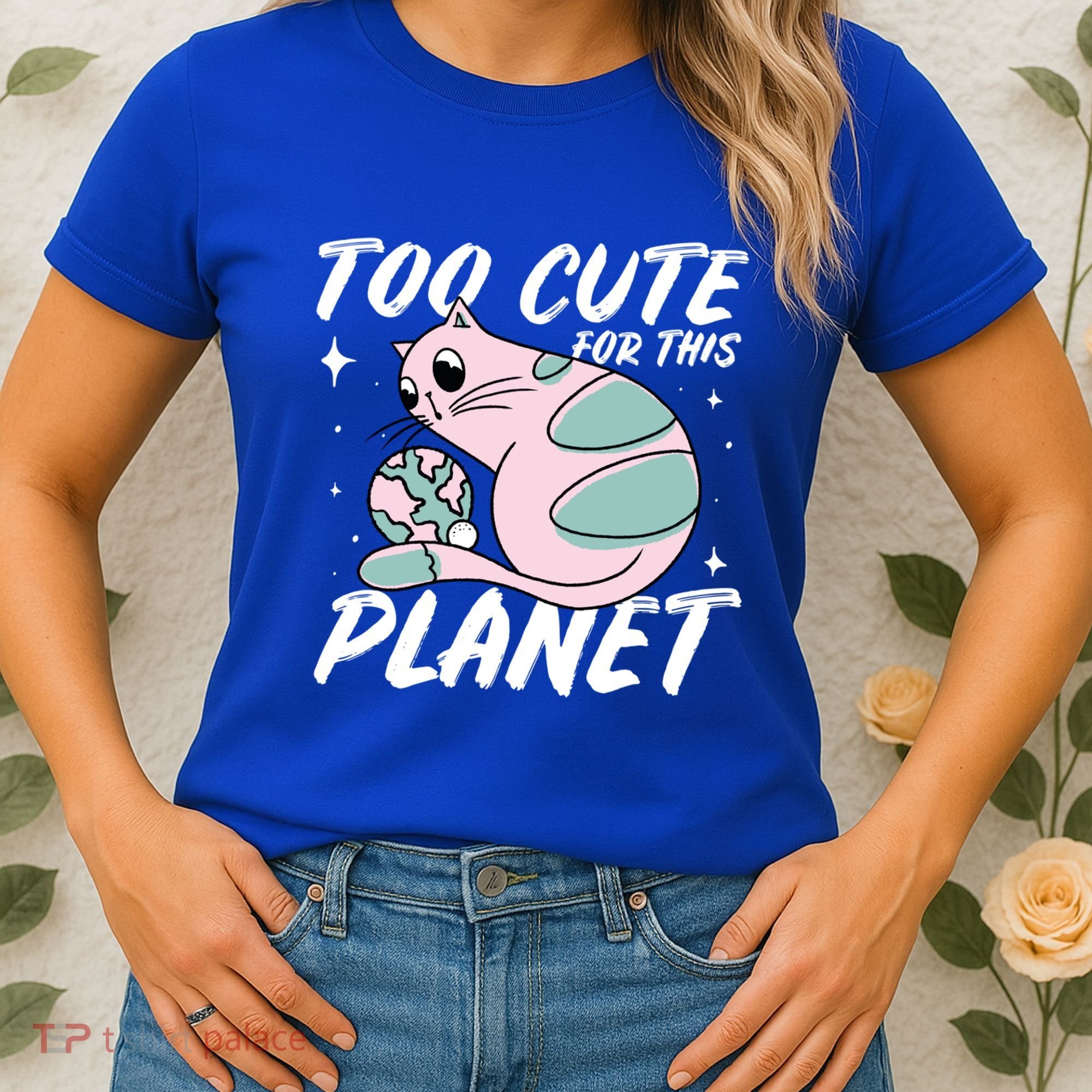 Cat Mom Puns Too Cute For This Planet Earth Astronomy Lover Gift Women's T-Shirt
