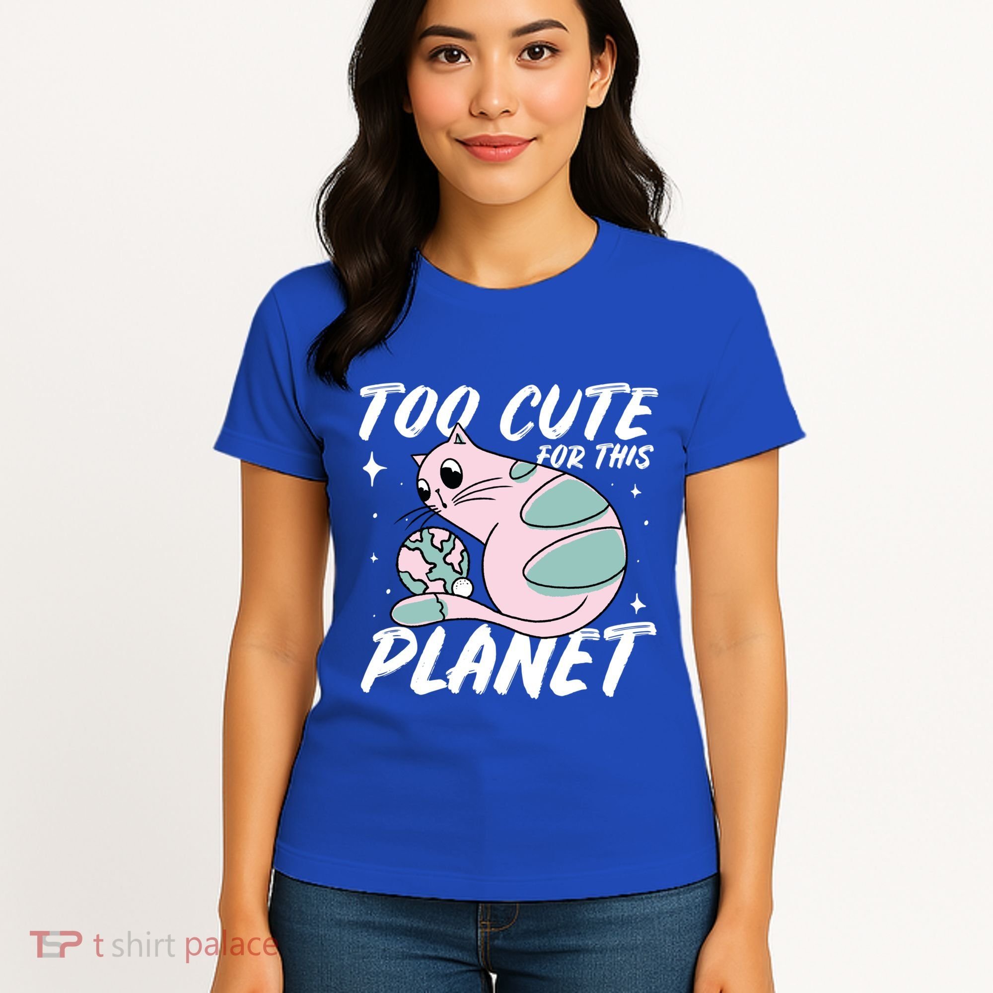Cat Mom Puns Too Cute For This Planet Earth Astronomy Lover Gift Women's T-Shirt