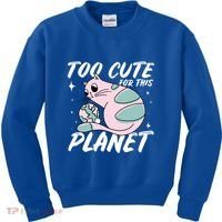 Cat Mom Puns Too Cute For This Planet Earth Astronomy Lover Gift Kids Sweatshirt thumb 0
