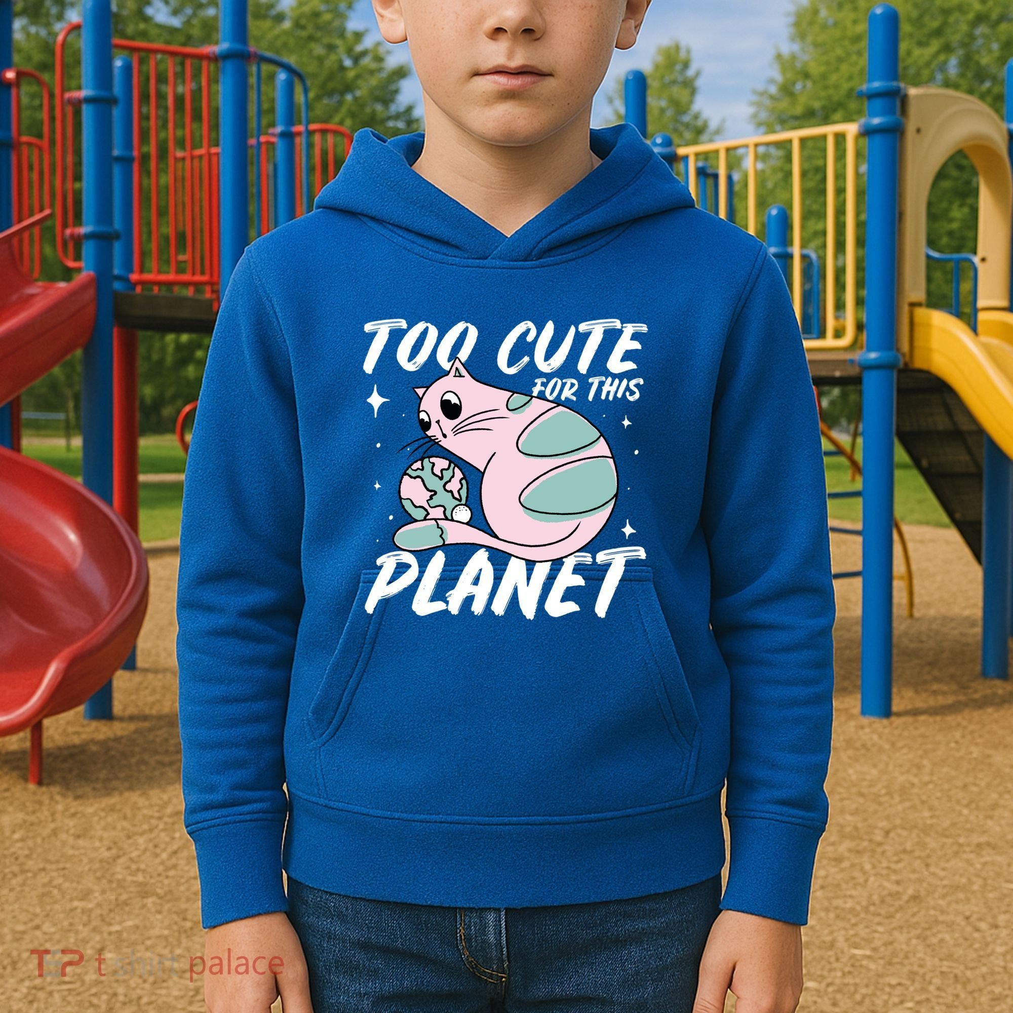 Cat Mom Puns Too Cute For This Planet Earth Astronomy Lover Gift Kids Hoodie