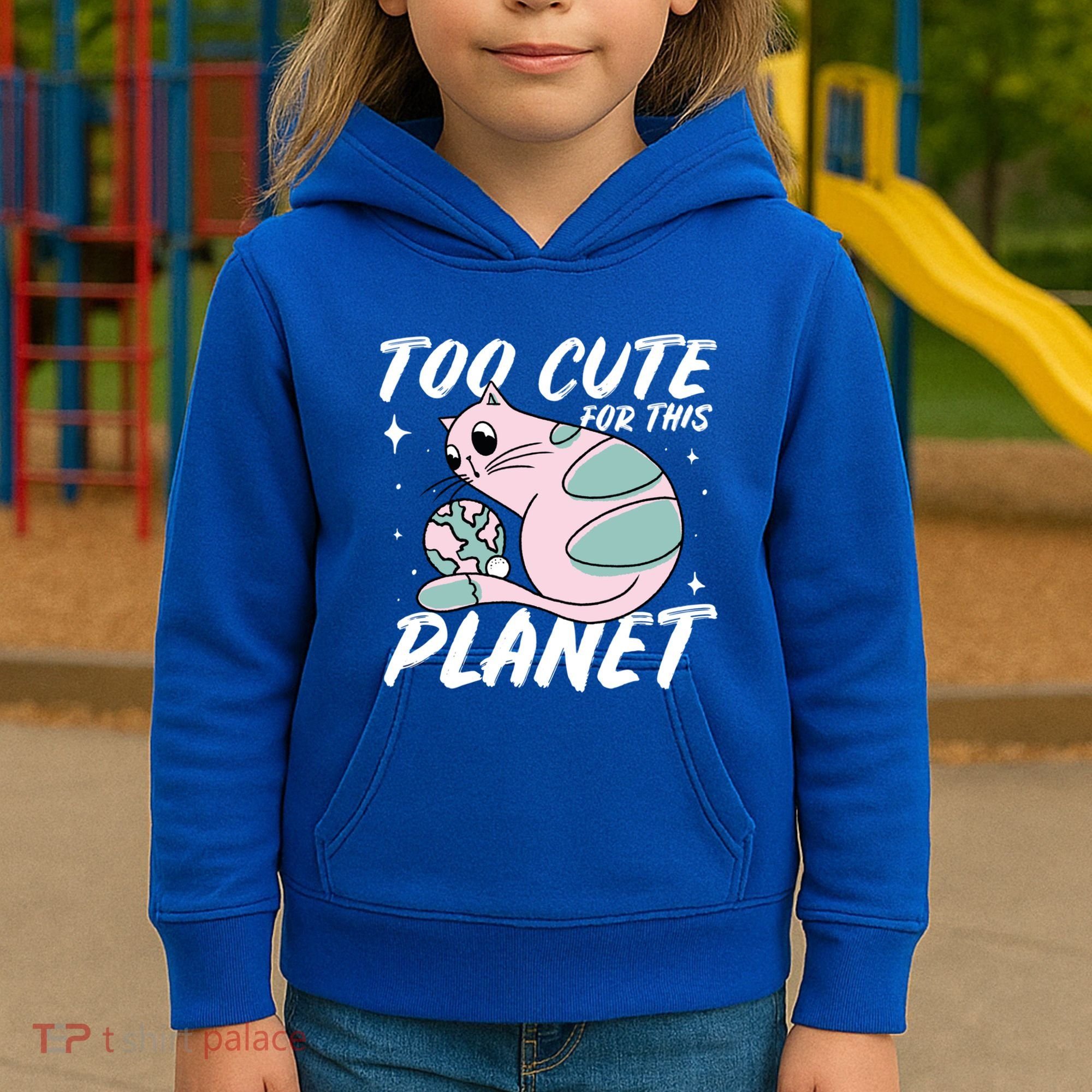 Cat Mom Puns Too Cute For This Planet Earth Astronomy Lover Gift Kids Hoodie