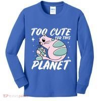 Cat Mom Puns Too Cute For This Planet Earth Astronomy Lover Gift Kids Long Sleeve Shirt thumb 0
