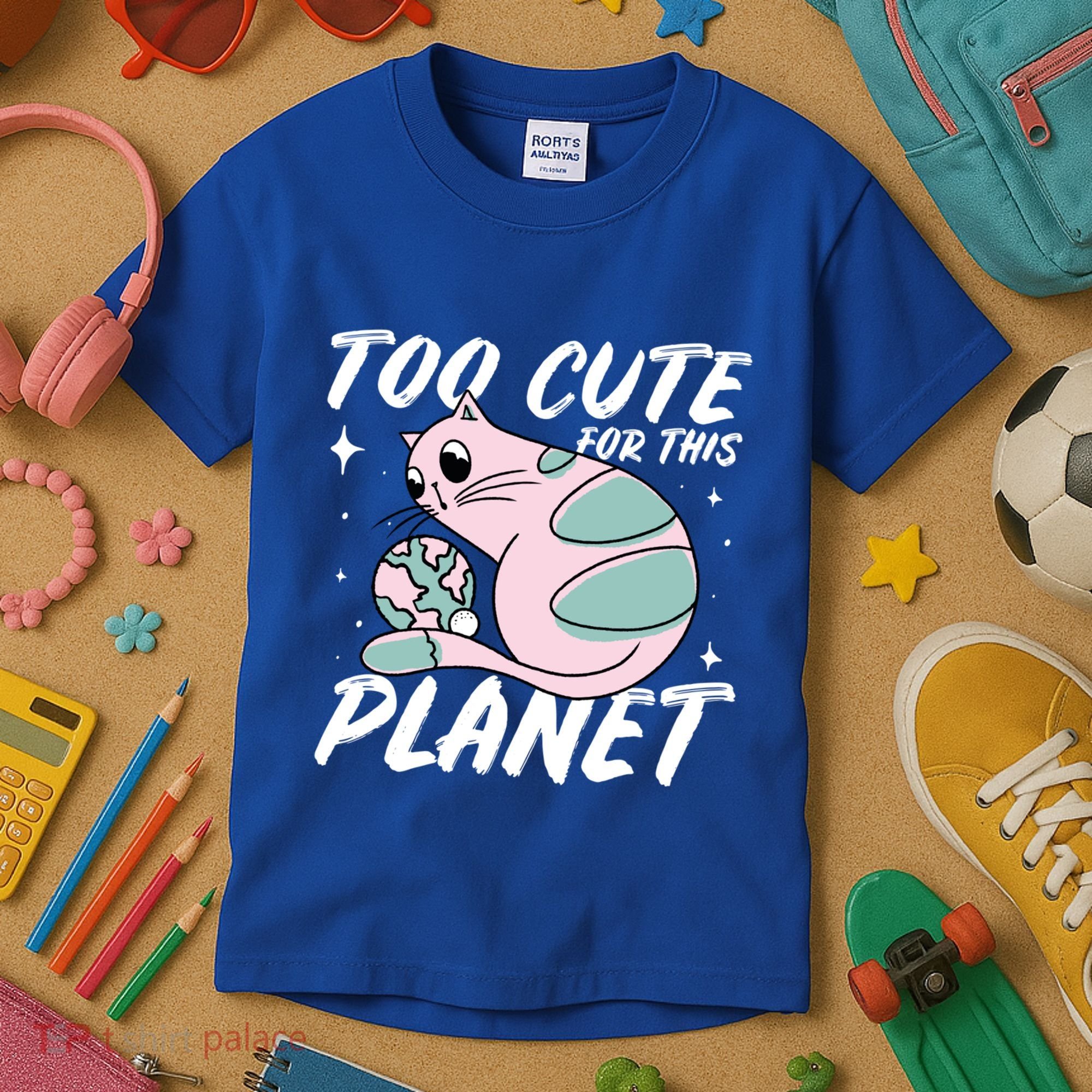 Cat Mom Puns Too Cute For This Planet Earth Astronomy Lover Gift Kids T-Shirt