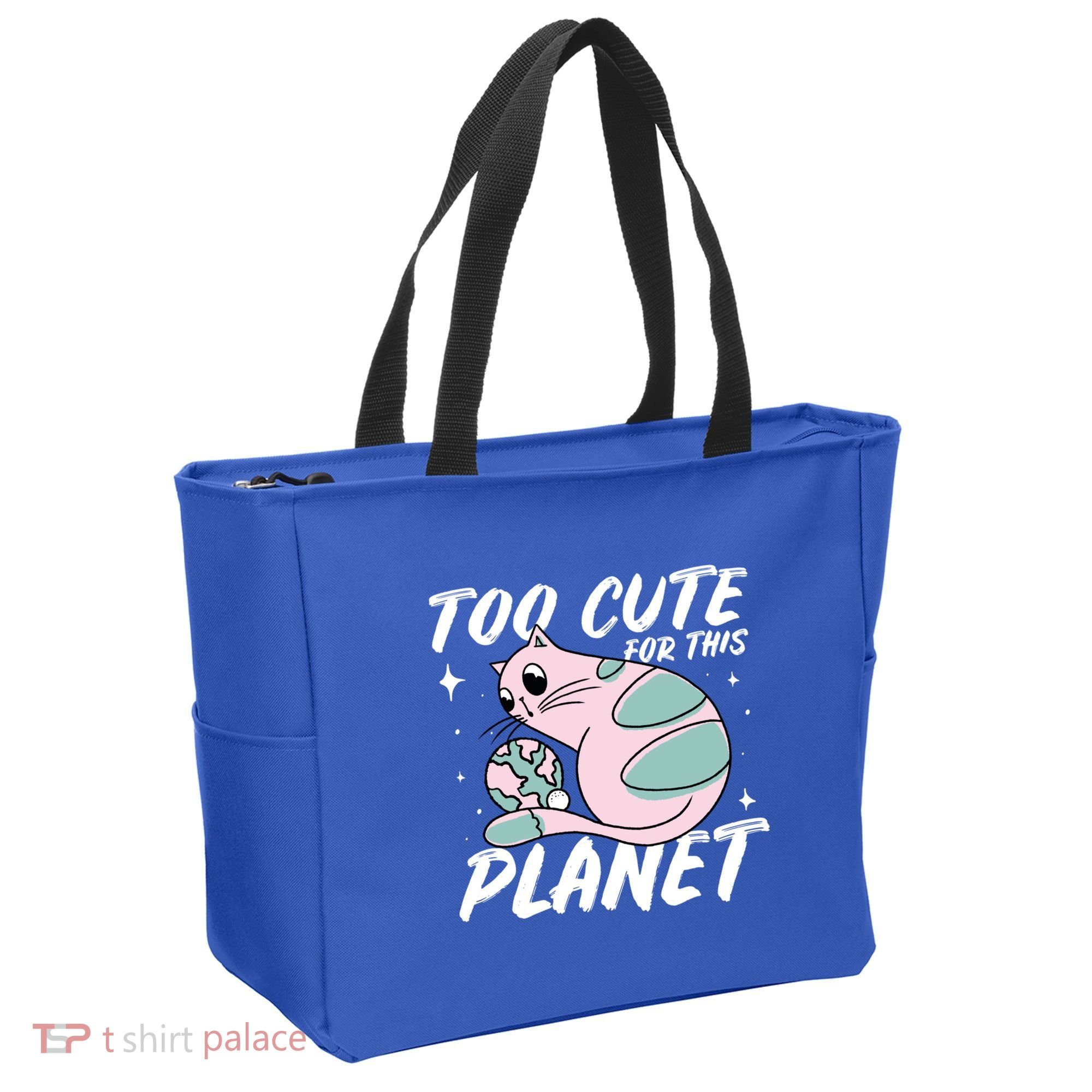 Cat Mom Puns Too Cute For This Planet Earth Astronomy Lover Gift Tote Bag