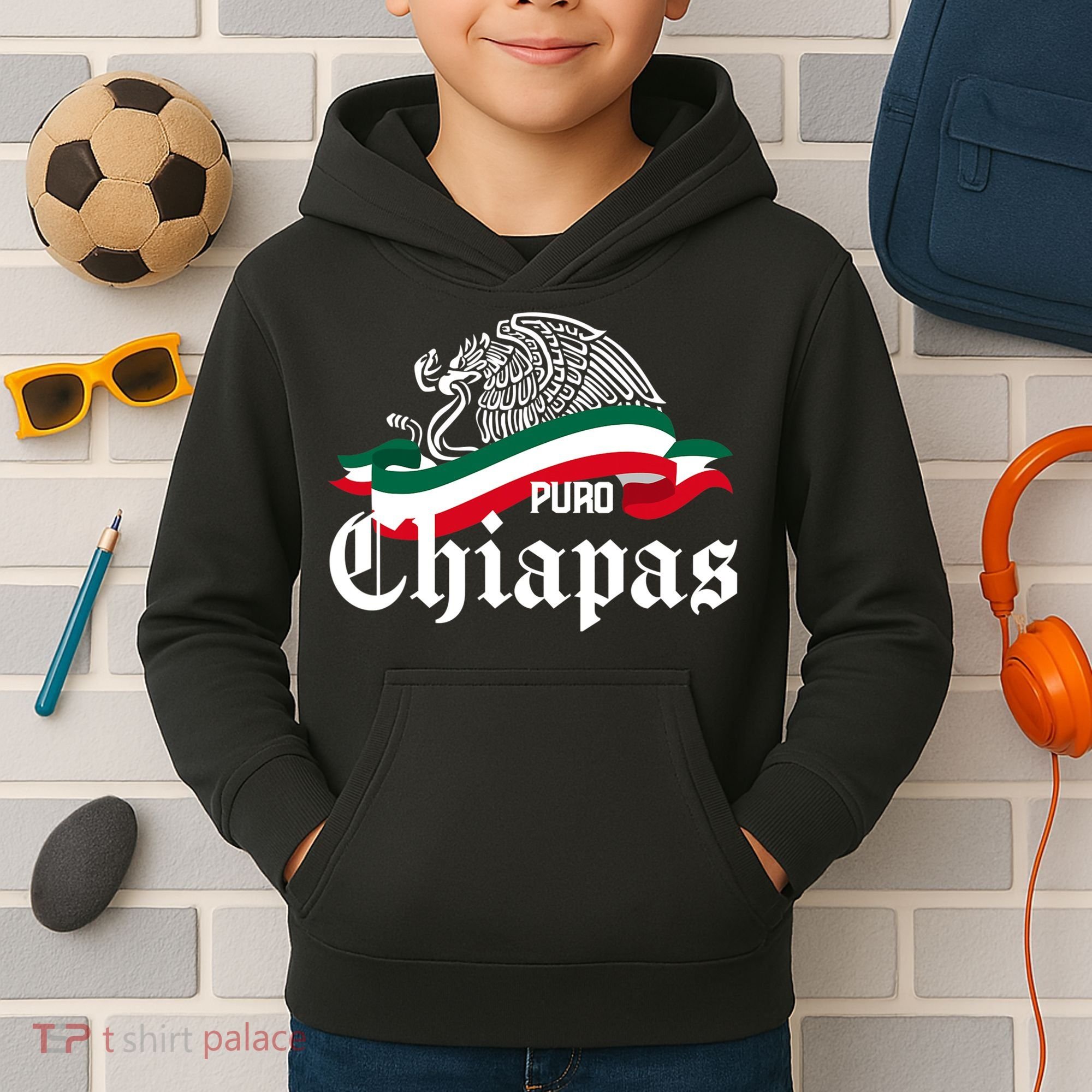 Chiapas Mexico Puro Chiapas Eagle Flag Kids Hoodie