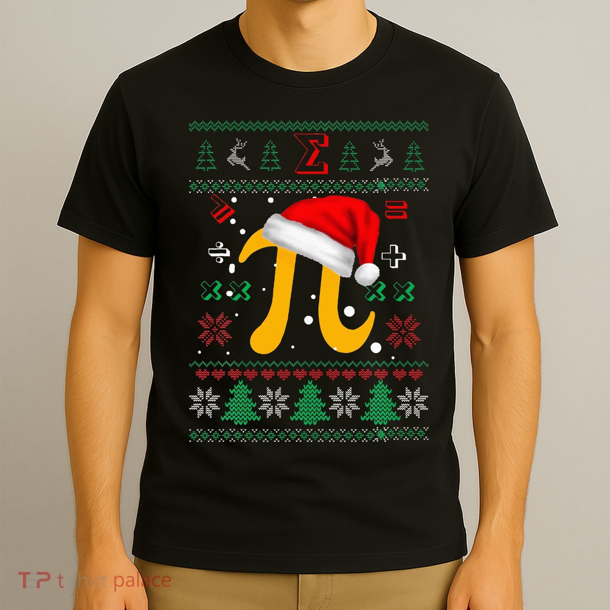 Christmas Math Pi Santa Hat Costume Xmas UGLY Teacher Gifts T-Shirt