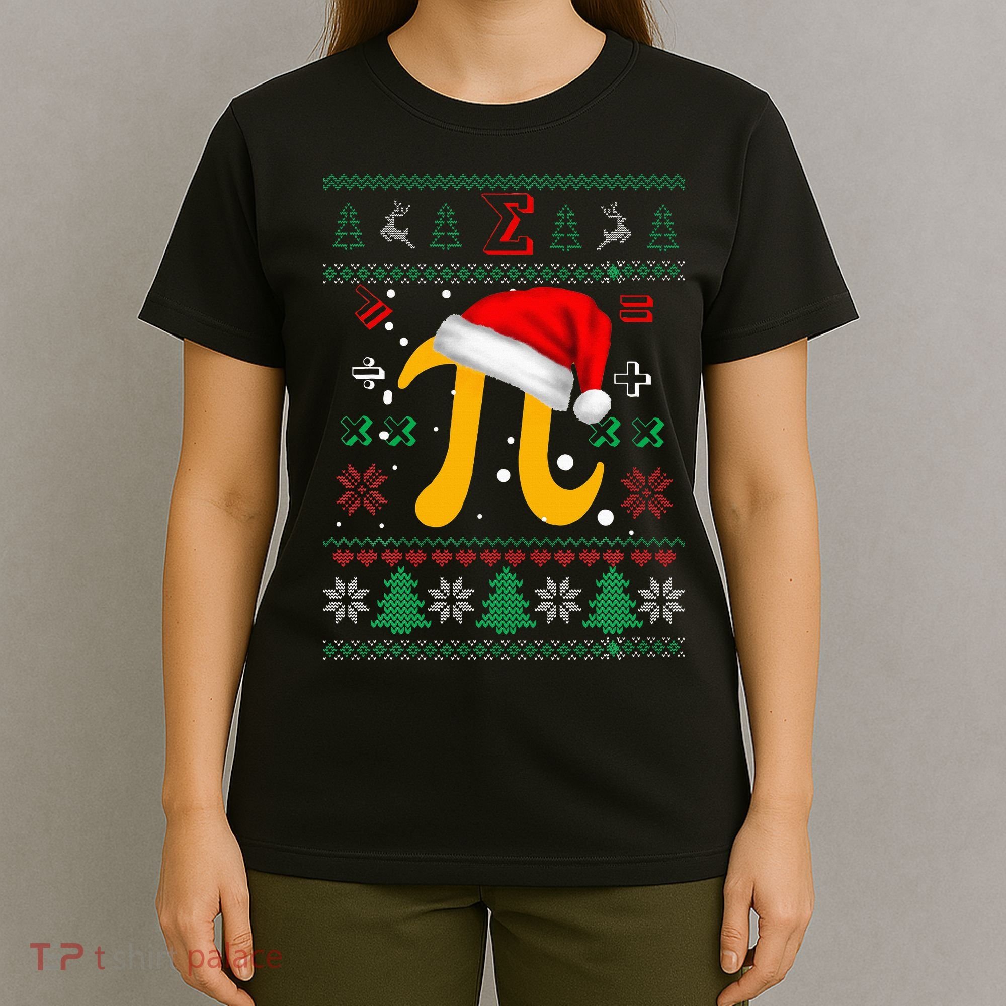 Christmas Math Pi Santa Hat Costume Xmas UGLY Teacher Gifts T-Shirt