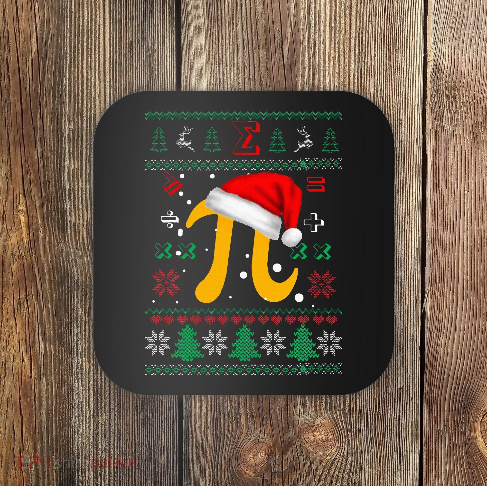 Christmas Math Pi Santa Hat Costume Xmas UGLY Teacher Gifts Coaster
