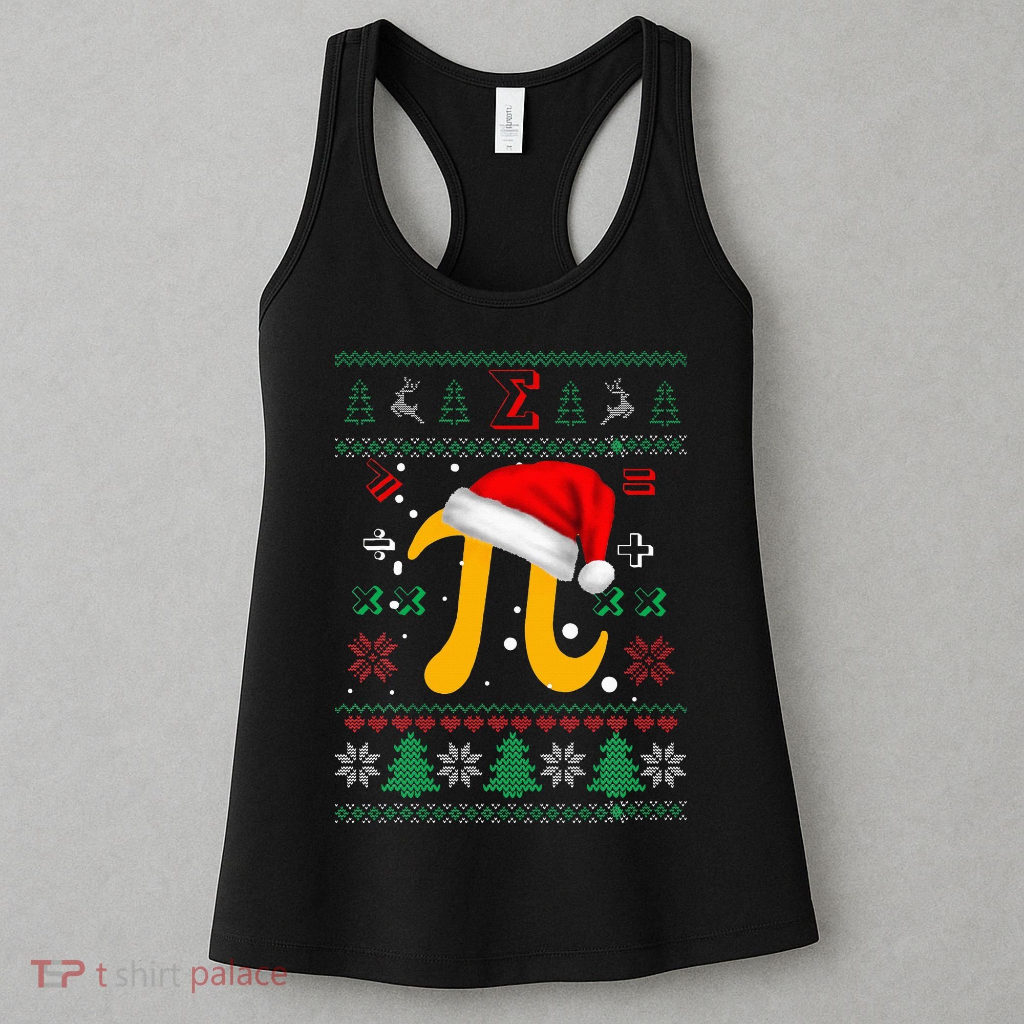 Christmas Math Pi Santa Hat Costume Xmas UGLY Teacher Gifts Women's Tank Top