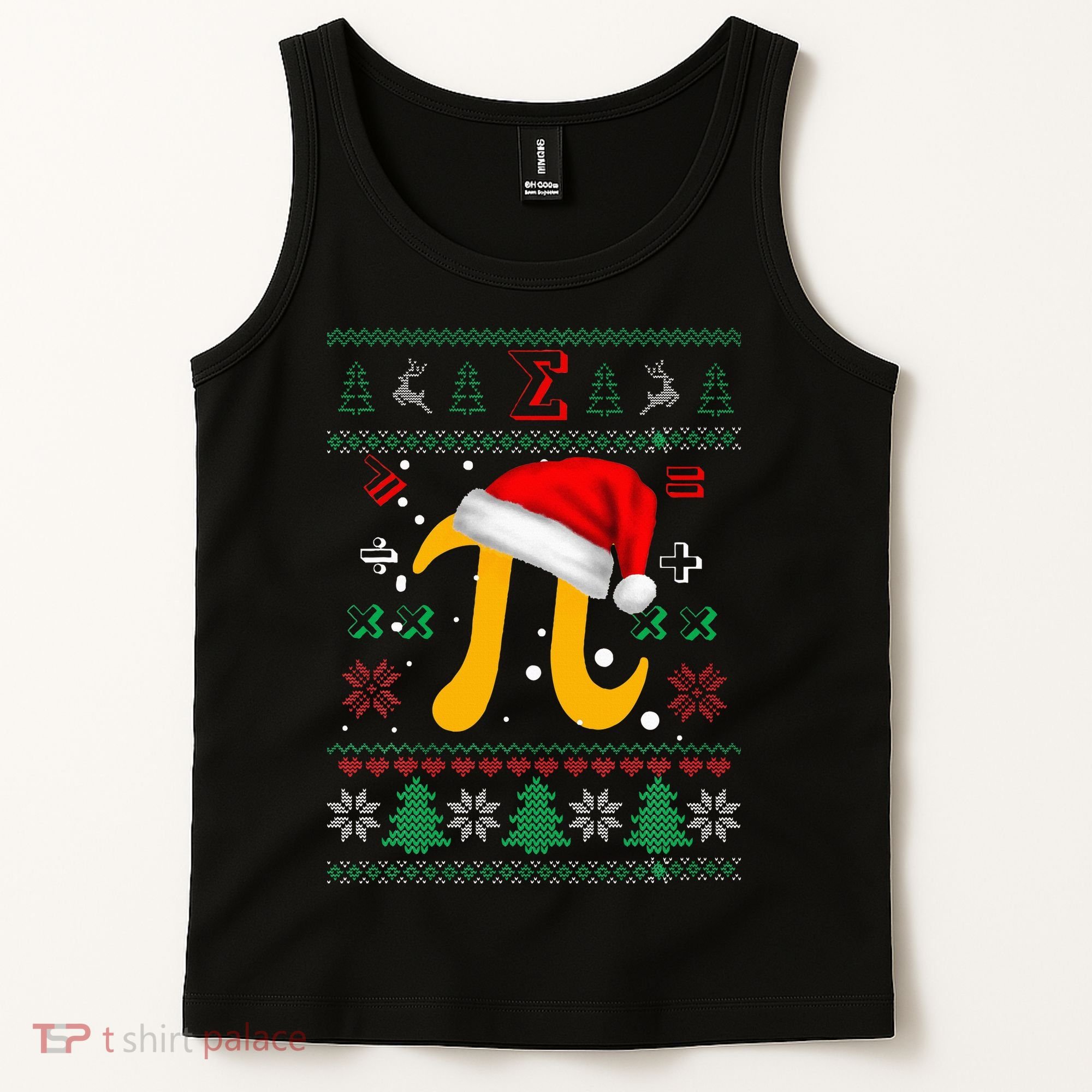 Christmas Math Pi Santa Hat Costume Xmas UGLY Teacher Gifts Tank Top