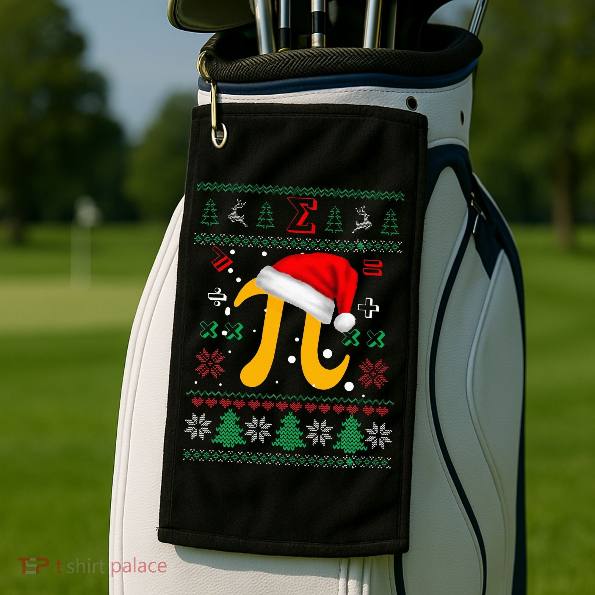 Christmas Math Pi Santa Hat Costume Xmas UGLY Teacher Gifts Golf Towel