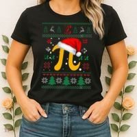 Christmas Math Pi Santa Hat Costume Xmas UGLY Teacher Gifts Women's T-Shirt thumb 2