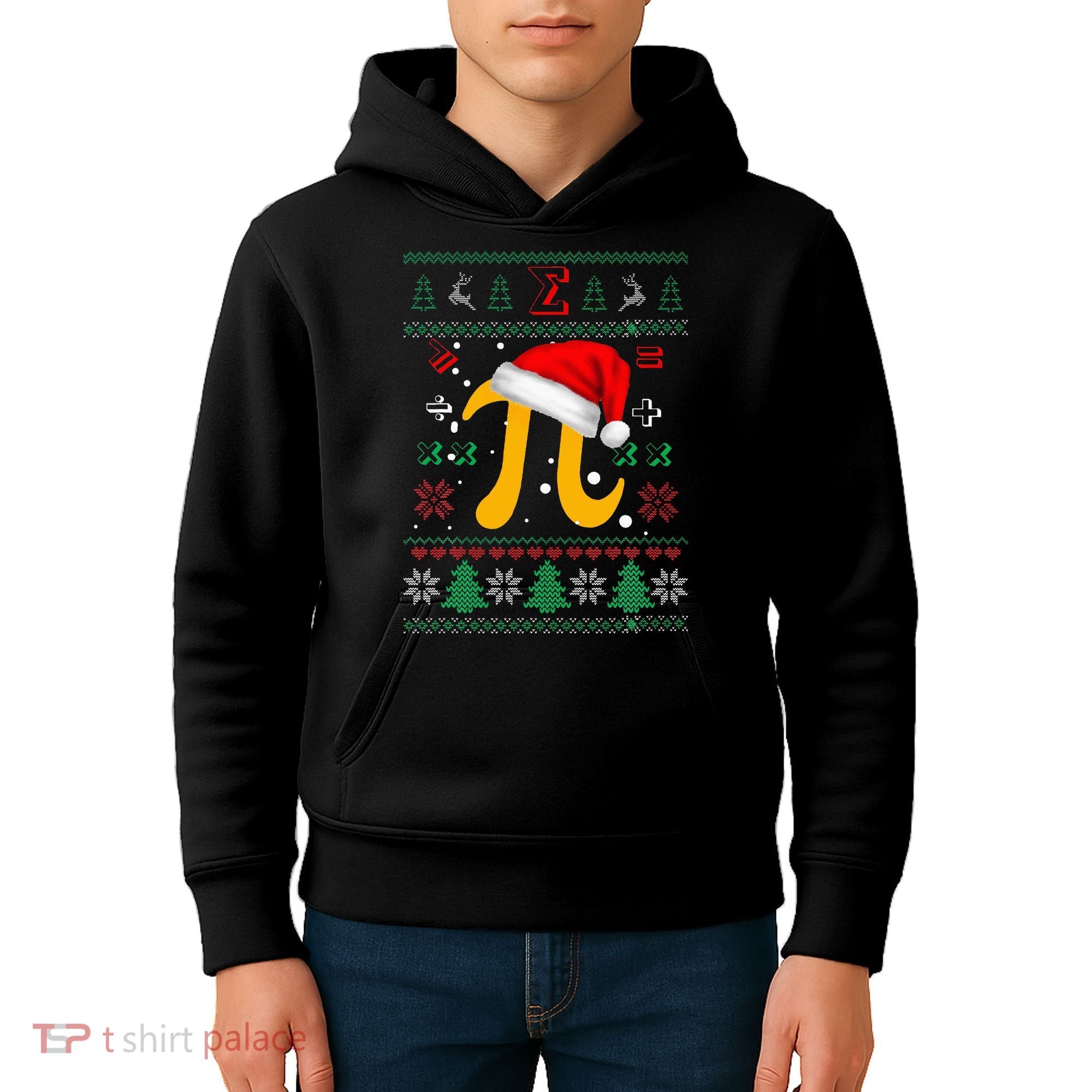 Christmas Math Pi Santa Hat Costume Xmas UGLY Teacher Gifts Kids Hoodie