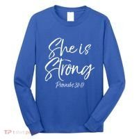 Cute Mom Proverbs 31 Gift She Is Strong Proverbs 31:17 Cool Gift Long Sleeve Shirt thumb 0