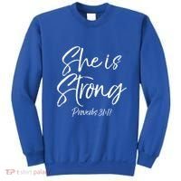 Cute Mom Proverbs 31 Gift She Is Strong Proverbs 31:17 Cool Gift Sweatshirt thumb 0