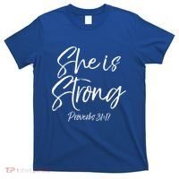 Cute Mom Proverbs 31 Gift She Is Strong Proverbs 31:17 Cool Gift T-Shirt thumb 0