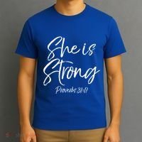 Cute Mom Proverbs 31 Gift She Is Strong Proverbs 31:17 Cool Gift T-Shirt thumb 3