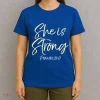 Cute Mom Proverbs 31 Gift She Is Strong Proverbs 31:17 Cool Gift T-Shirt thumb 4