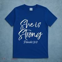 Cute Mom Proverbs 31 Gift She Is Strong Proverbs 31:17 Cool Gift T-Shirt thumb 5