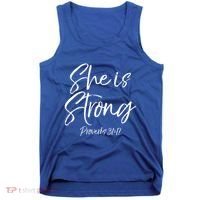 Cute Mom Proverbs 31 Gift She Is Strong Proverbs 31:17 Cool Gift Tank Top thumb 0
