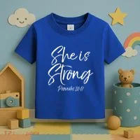Cute Mom Proverbs 31 Gift She Is Strong Proverbs 31:17 Cool Gift Toddler T-Shirt thumb 3