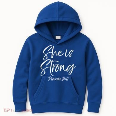 Cute Mom Proverbs 31 Gift She Is Strong Proverbs 31:17 Cool Gift Kids Hoodie