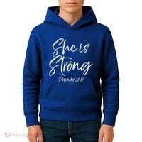 Cute Mom Proverbs 31 Gift She Is Strong Proverbs 31:17 Cool Gift Kids Hoodie thumb 4