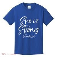Cute Mom Proverbs 31 Gift She Is Strong Proverbs 31:17 Cool Gift Kids T-Shirt thumb 0