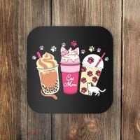 Cat Mom Paw Frappuccino Cute Coaster thumb 0