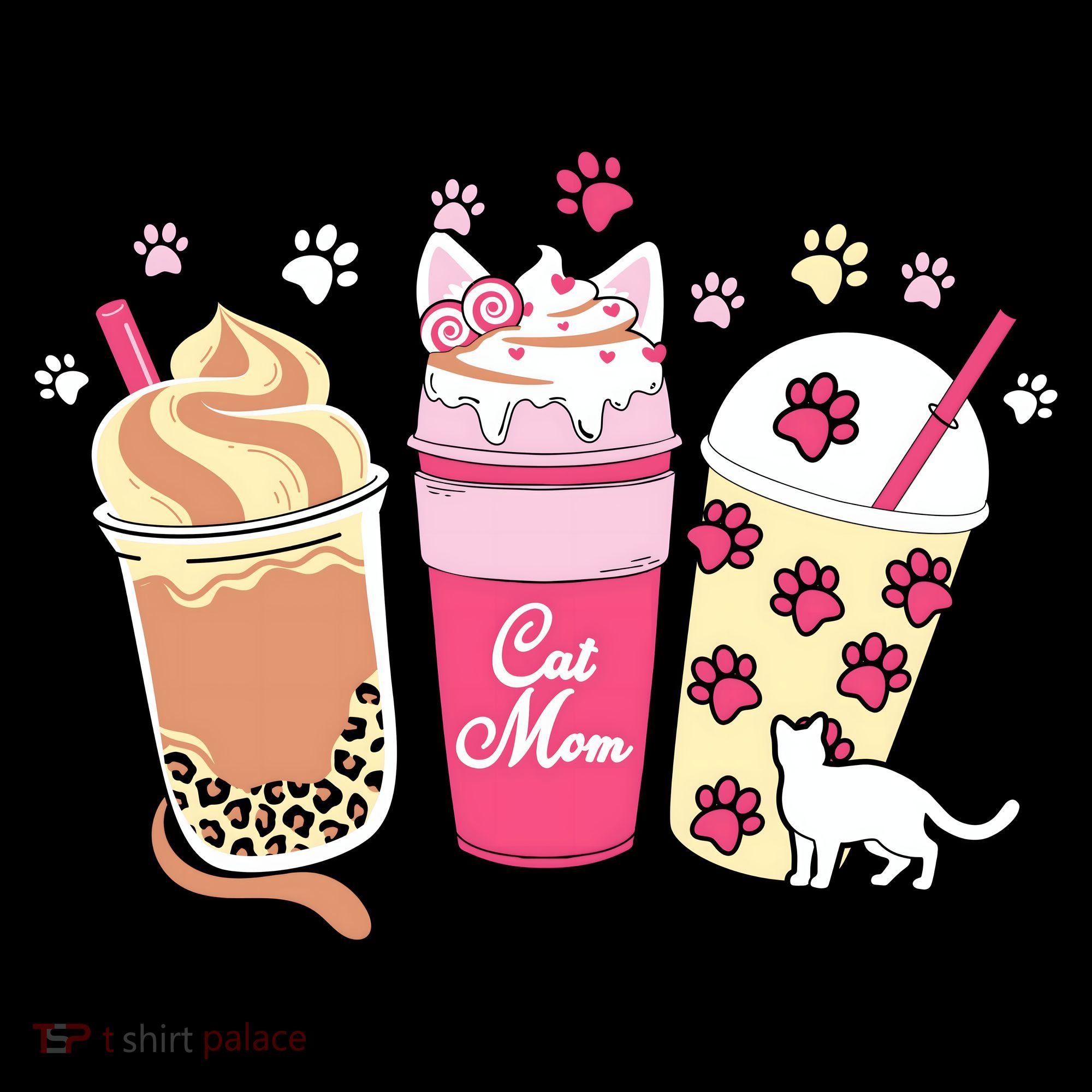 Cat Mom Paw Frappuccino Cute 16oz Travel Tumbler
