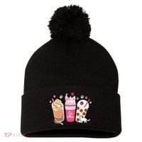 Cat Mom Paw Frappuccino Cute Pom Pom 12in Knit Beanie thumb 0
