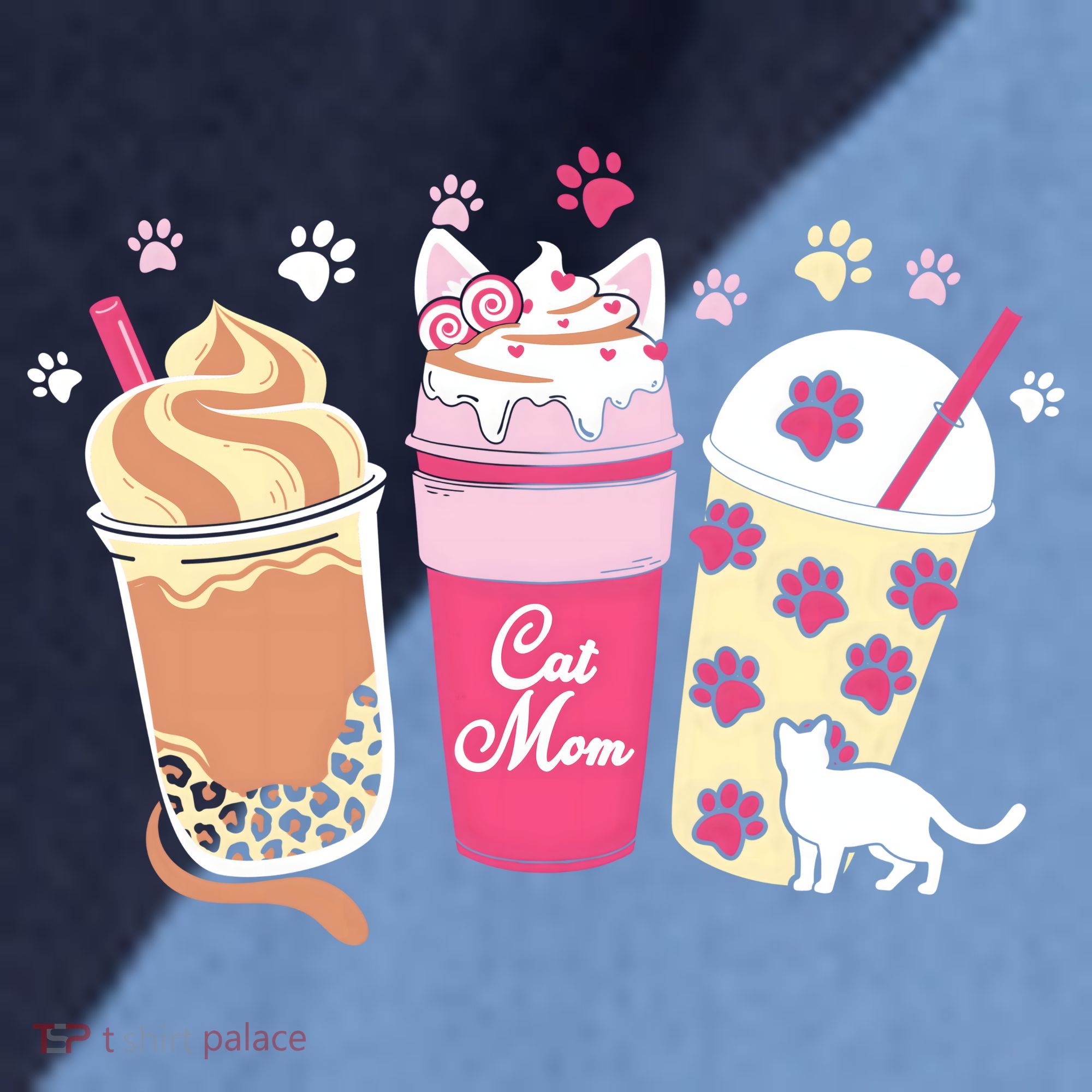 Cat Mom Paw Frappuccino Cute Raglan Baseball Sleeve Shirt