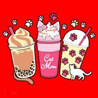 Cat Mom Paw Frappuccino Cute Santa Hat thumb 1