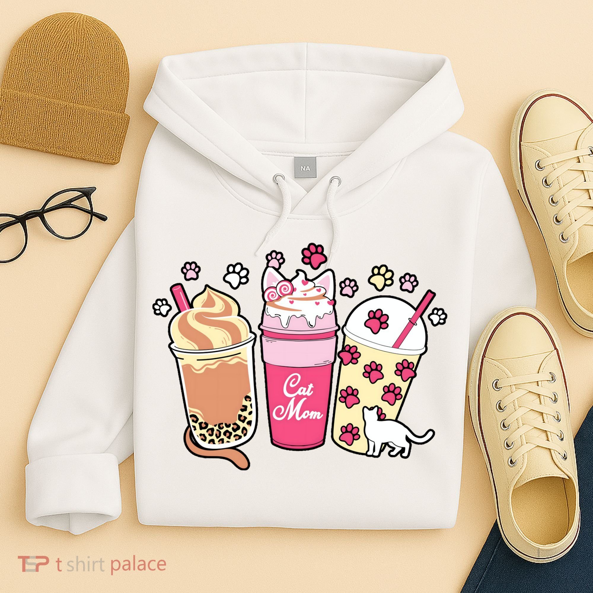 Cat Mom Paw Frappuccino Cute Hoodie