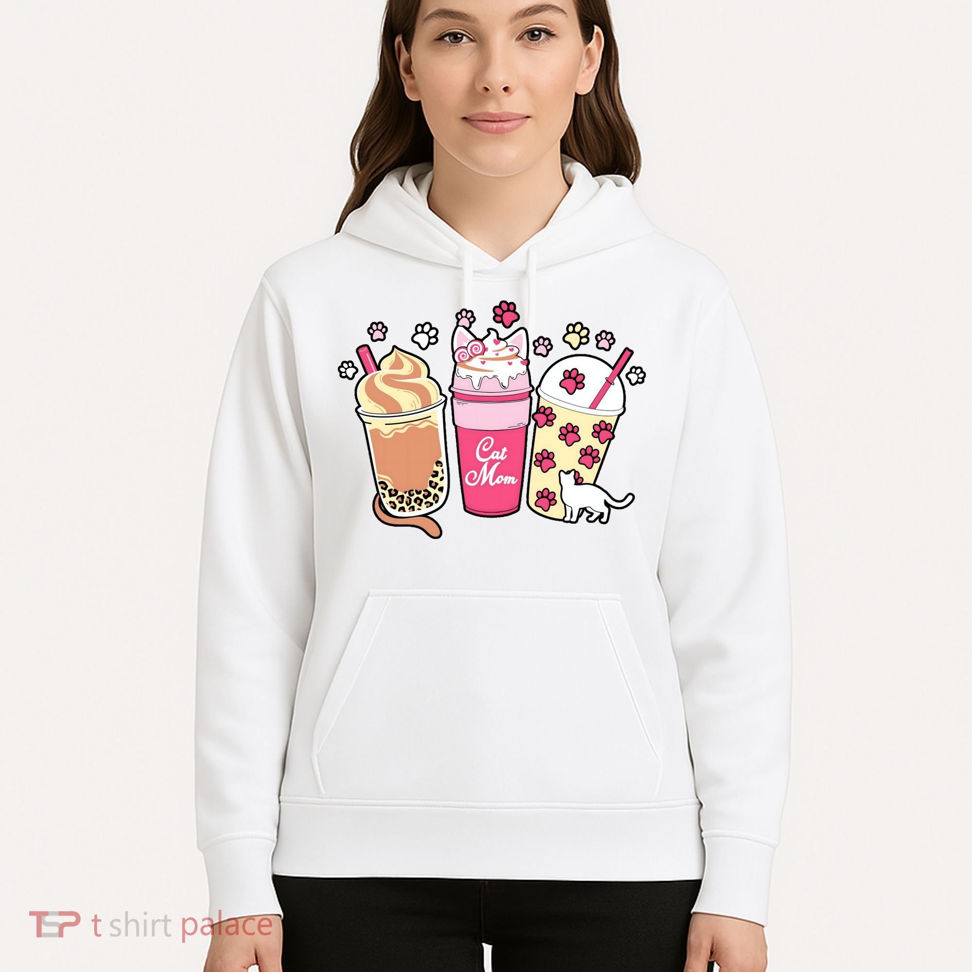 Cat Mom Paw Frappuccino Cute Hoodie