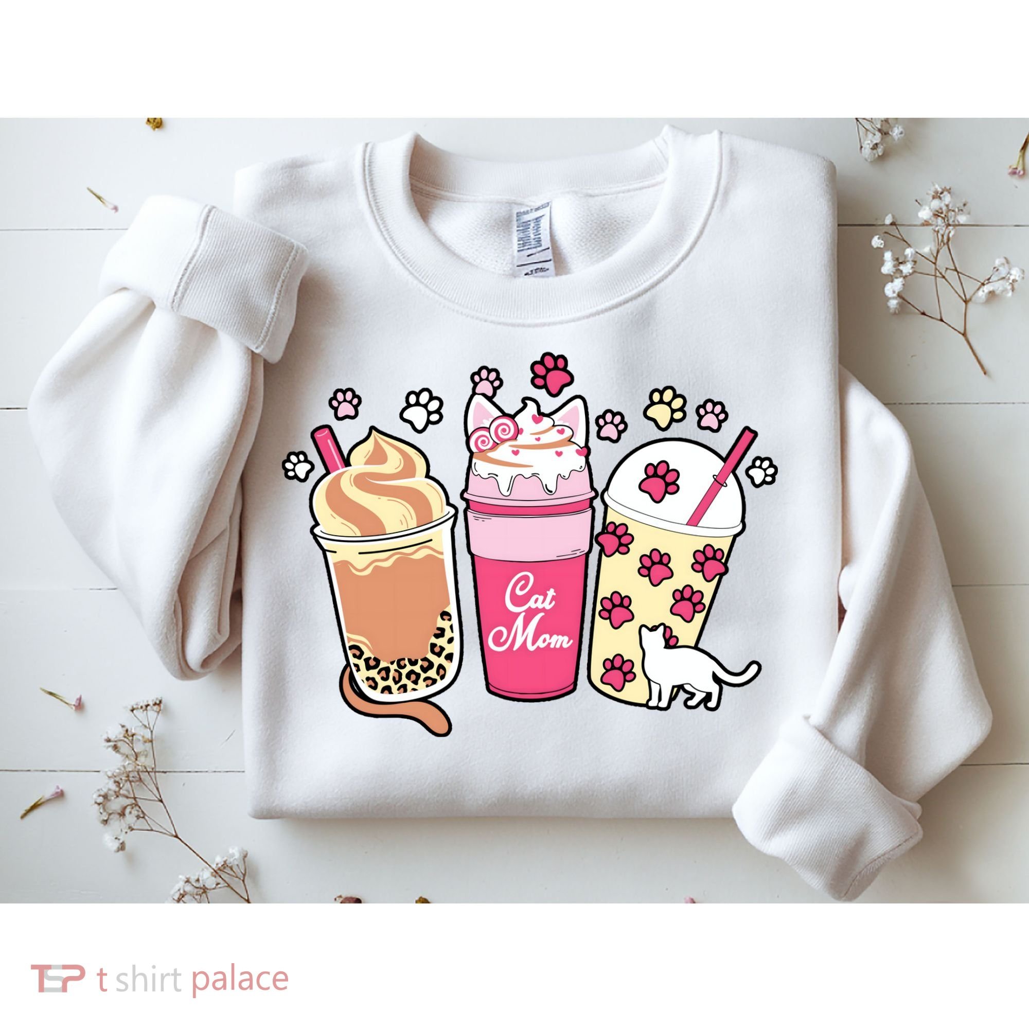 Cat Mom Paw Frappuccino Cute Sweatshirt