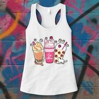 Cat Mom Paw Frappuccino Cute Women's Tank Top thumb 3