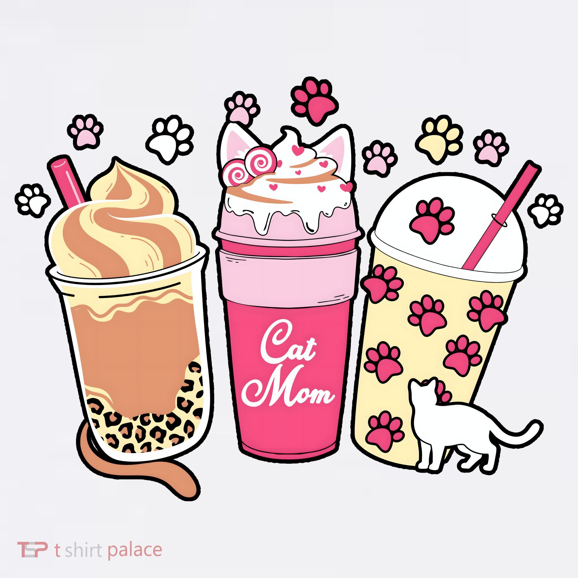 Cat Mom Paw Frappuccino Cute Kids Sweatshirt