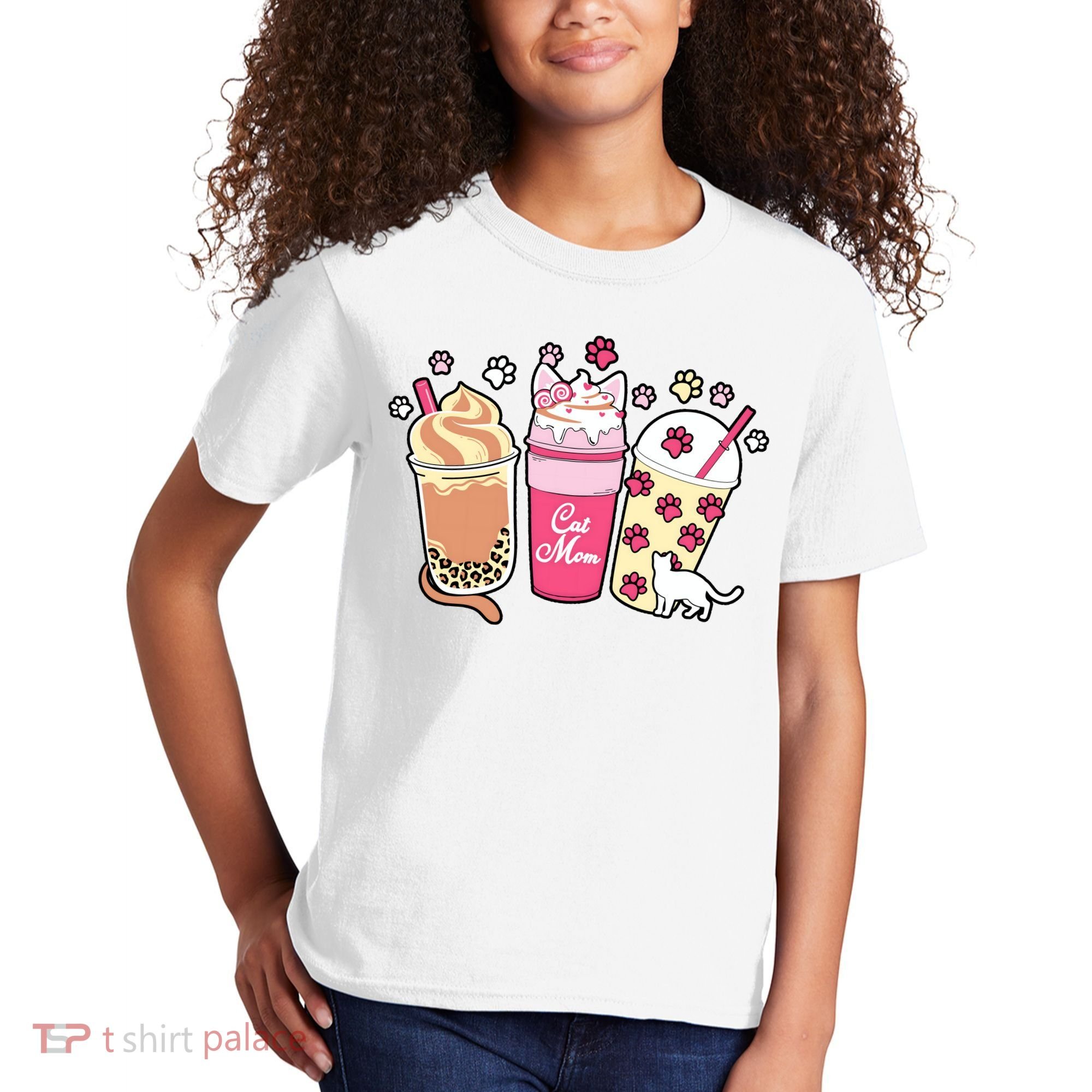 Cat Mom Paw Frappuccino Cute Kids T-Shirt