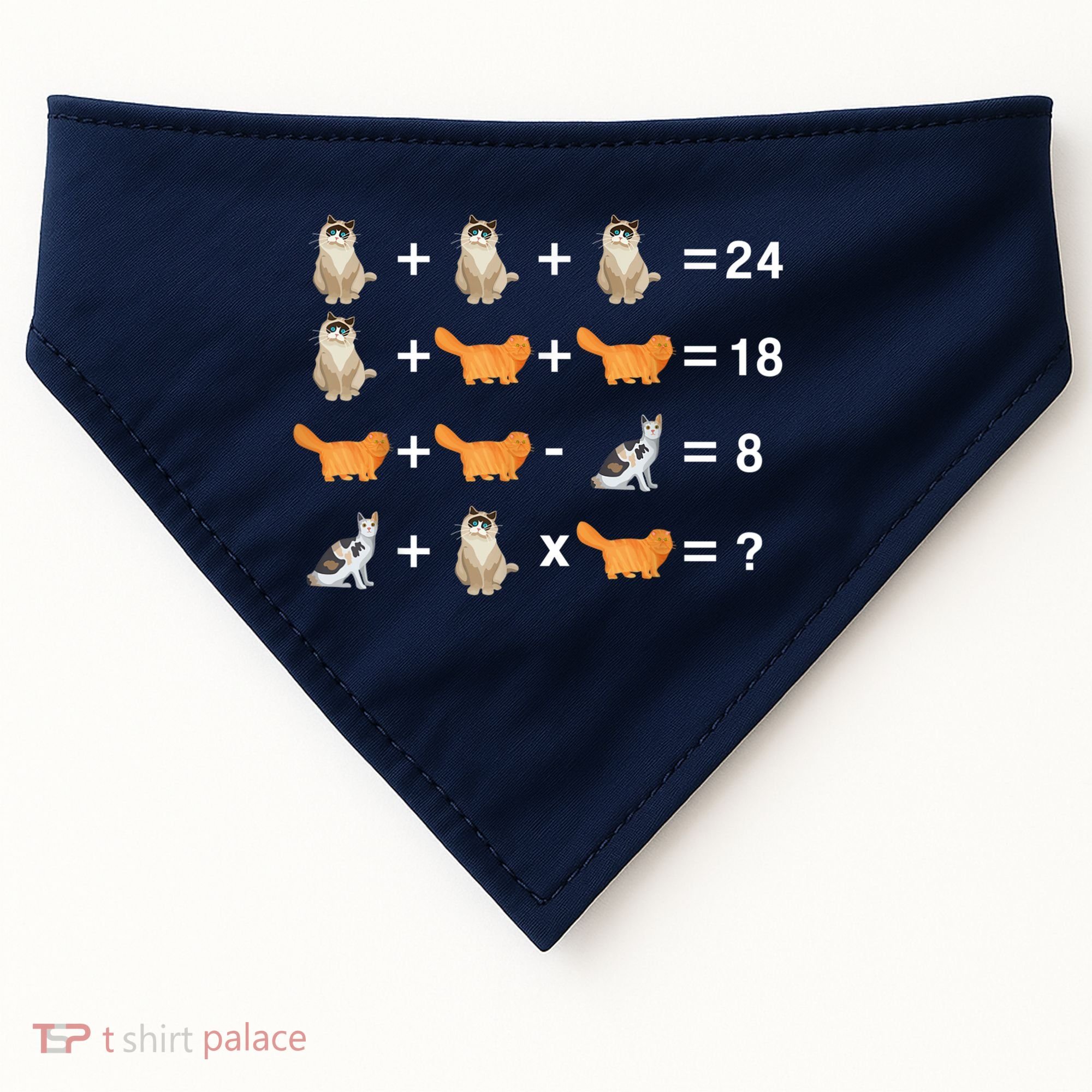 Cat Math Puzzle USA-Made Doggie Bandana