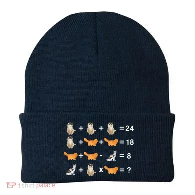 Cat Math Puzzle Beanie