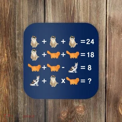 Cat Math Puzzle Coaster