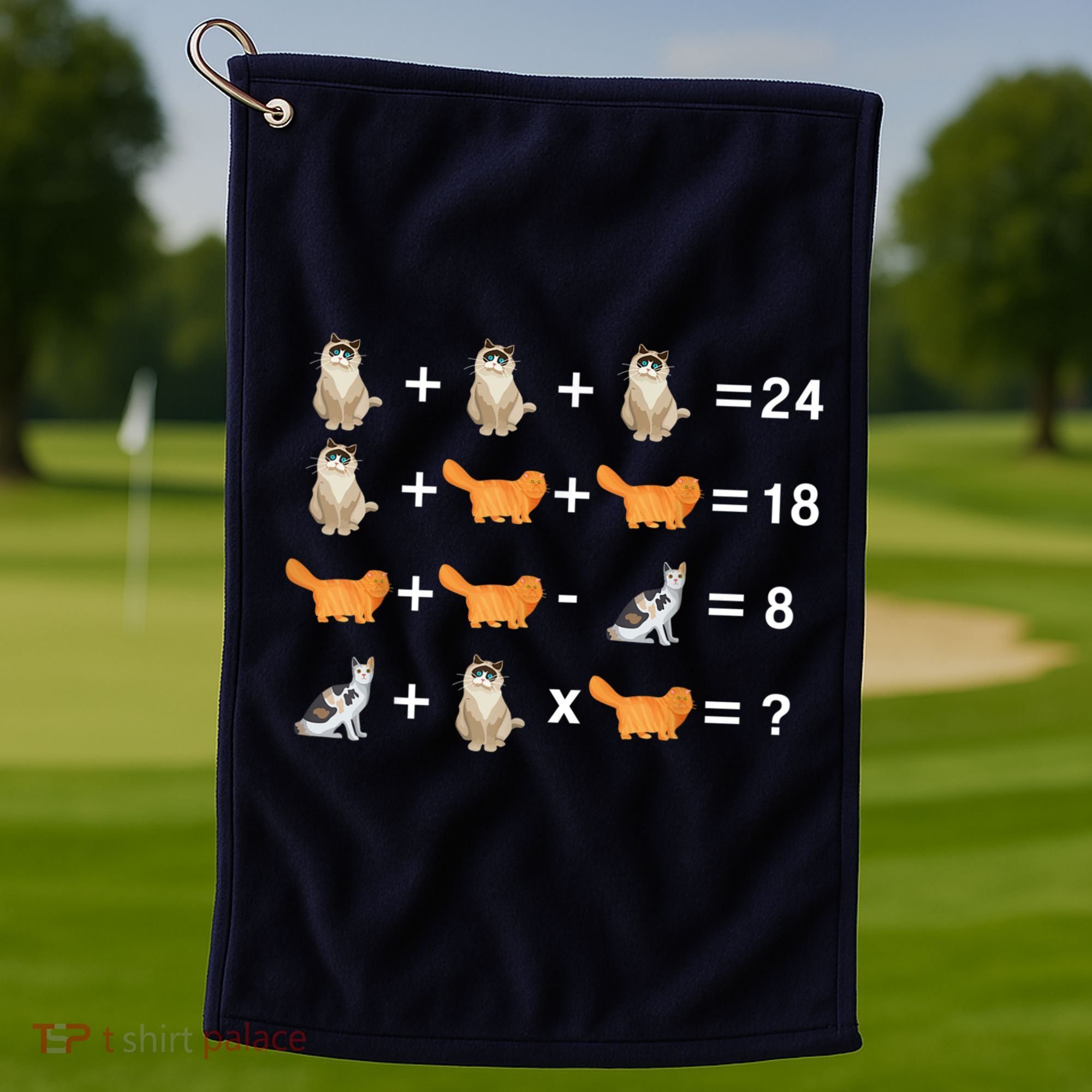 Cat Math Puzzle Golf Towel