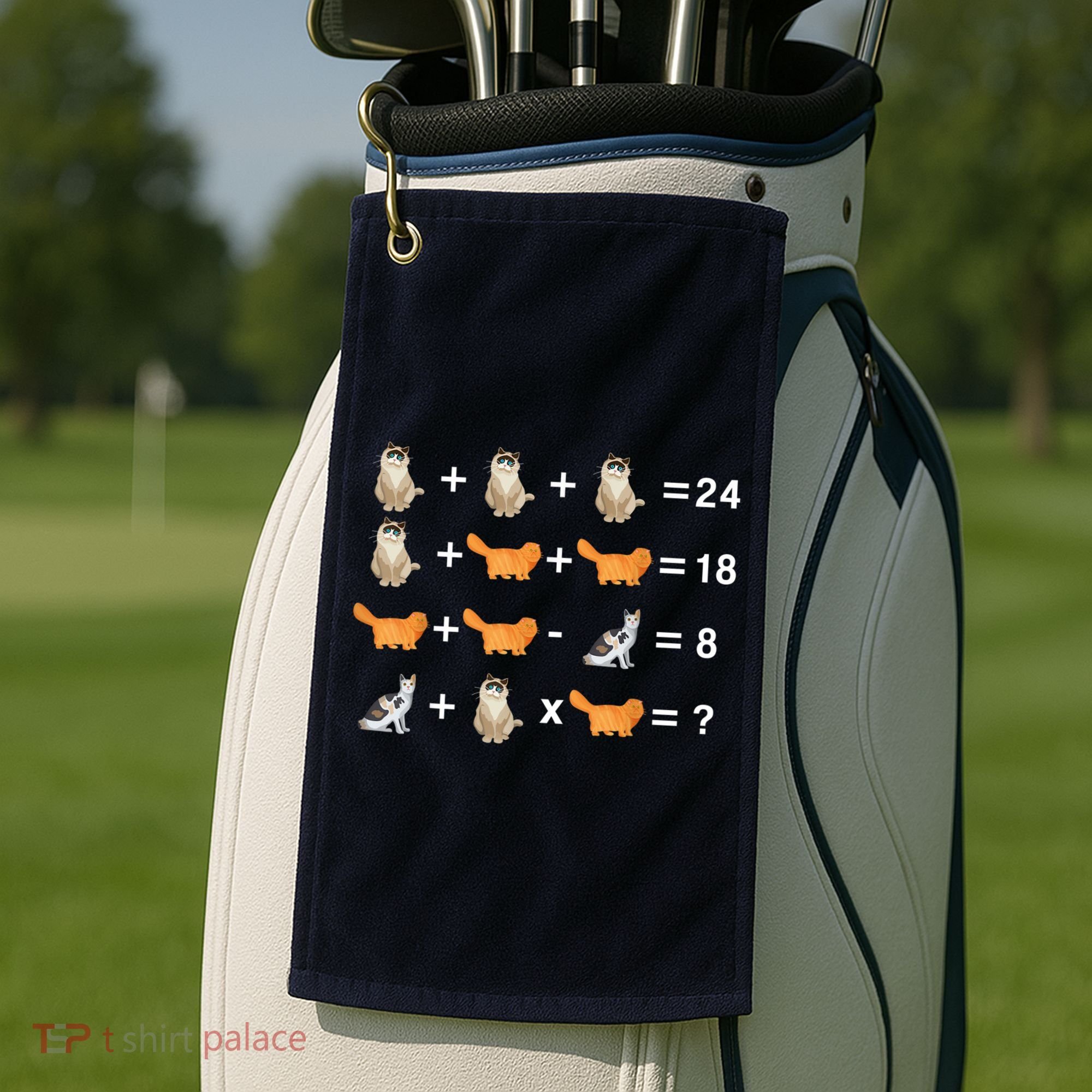 Cat Math Puzzle Golf Towel