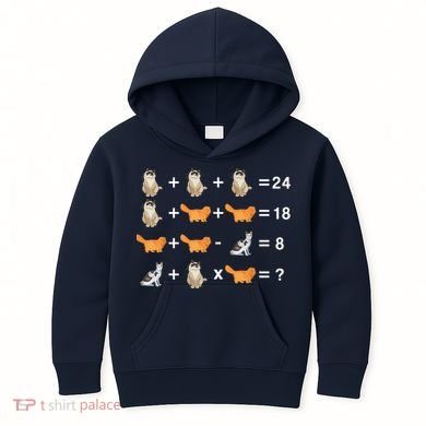 Cat Math Puzzle Kids Hoodie