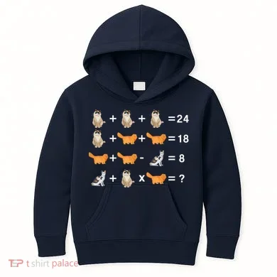Cat Math Puzzle Kids Hoodie