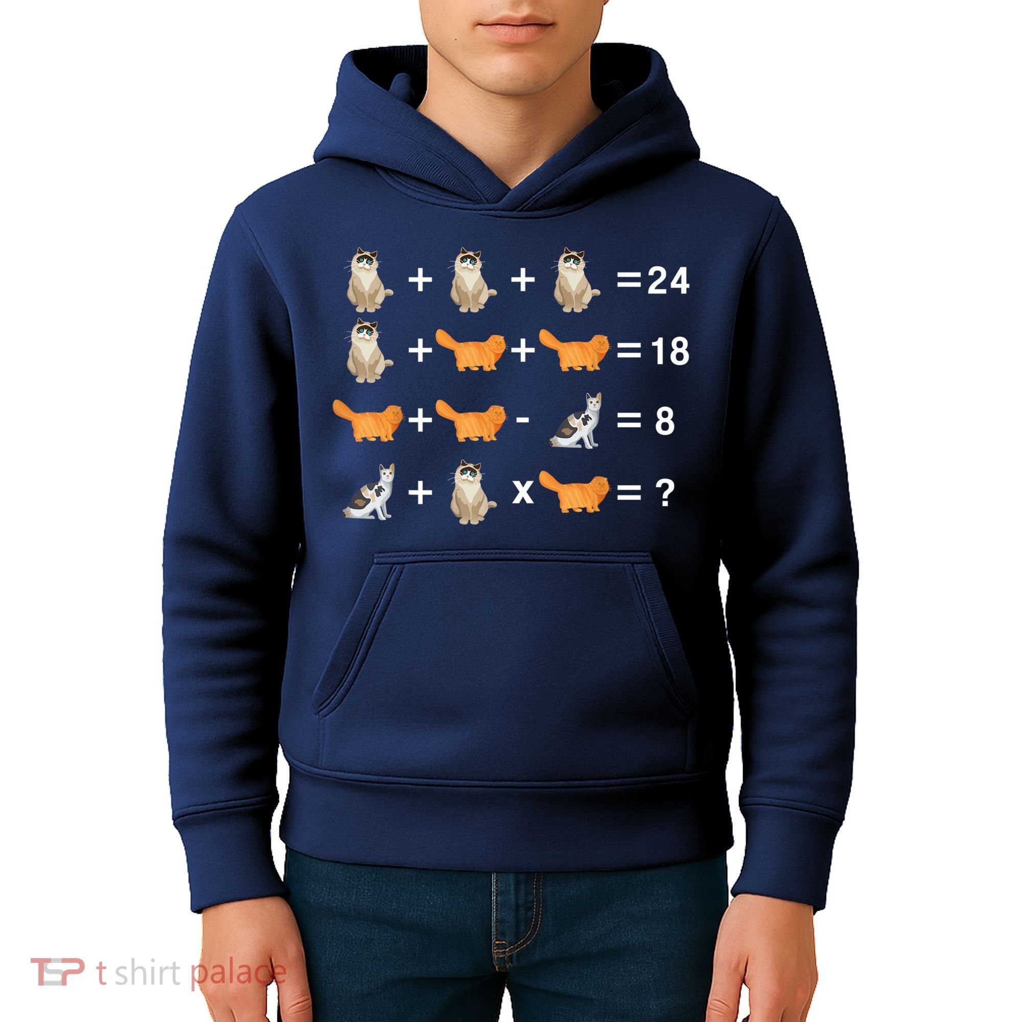 Cat Math Puzzle Kids Hoodie