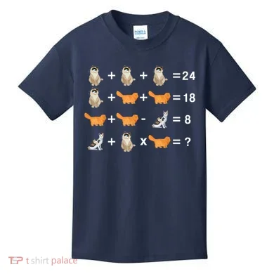 Cat Math Puzzle Kids T-Shirt