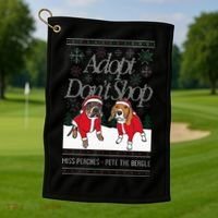 Christmas Miss Peaches & Pete The Beagle Golf Towel thumb 1