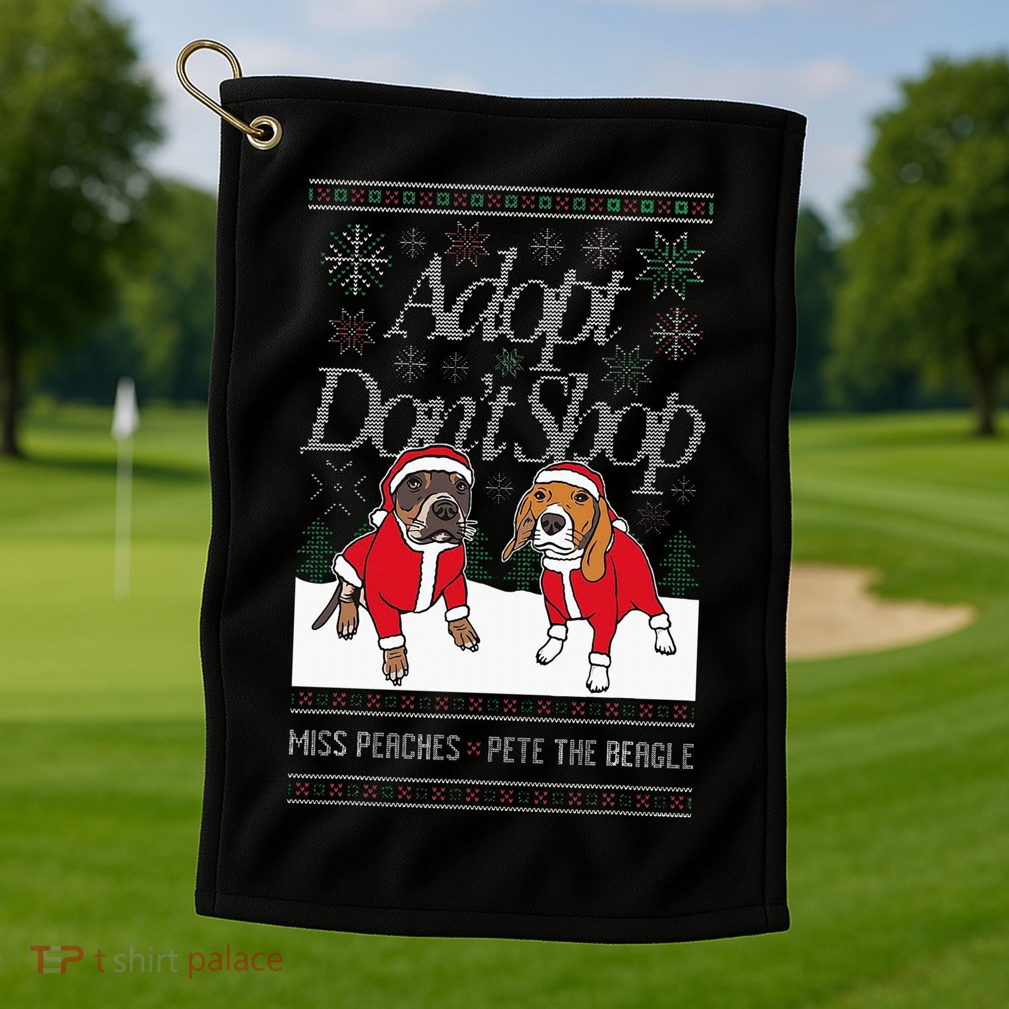 Christmas Miss Peaches & Pete The Beagle Golf Towel